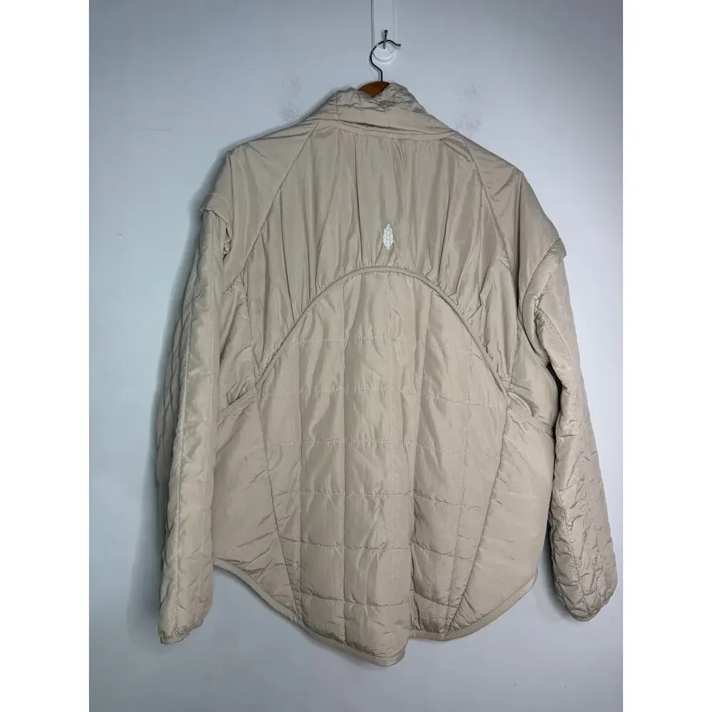 Free People Movement Priscilla Pullover in light beige quilted design Size M
